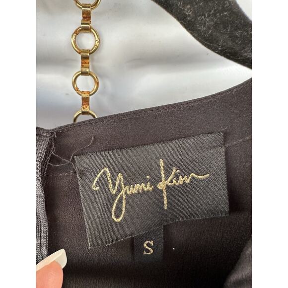 Yumi Kim 100% Silk Small Black Long Sleeve Romper V Neck Belted Low Cut - Picture 9 of 12